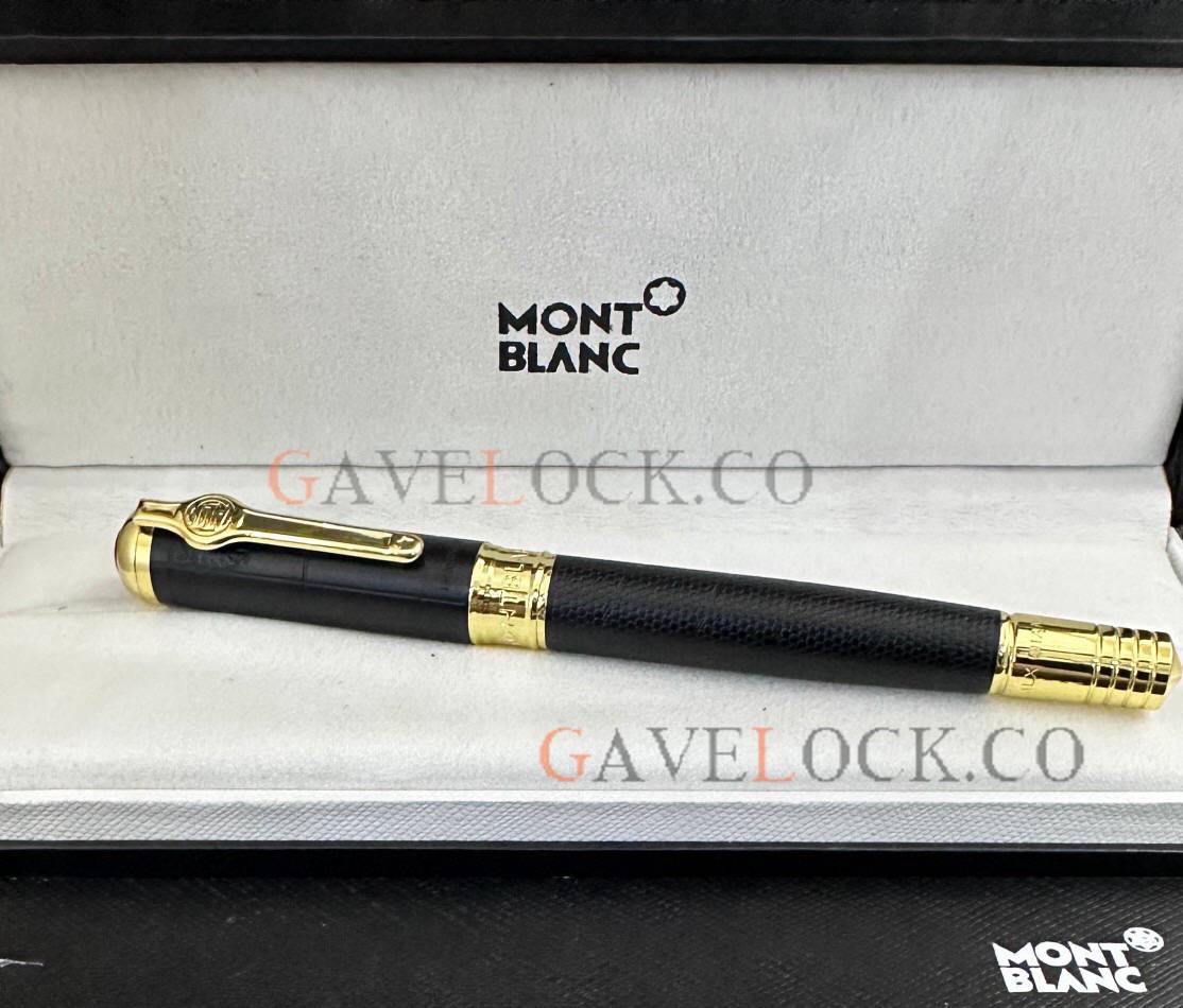 New Copy Montblanc Muhammad Ali Black Barrel Gold Clip Rollerball Pen - Click Image to Close